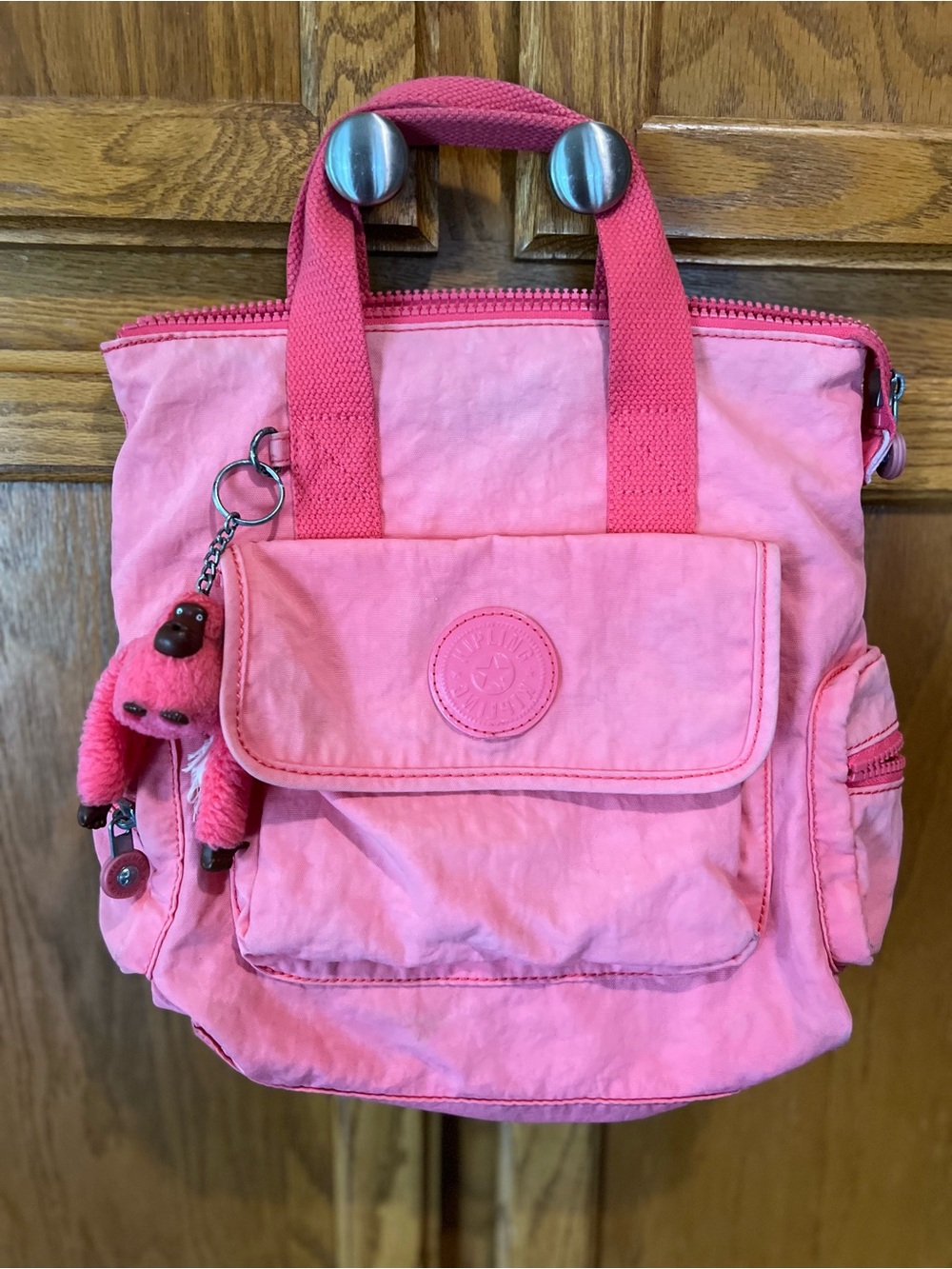 Kipling Coral Bag With Monkey